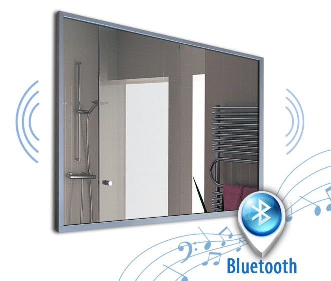 Spiegel met audio speakers alu 001 + Bluetooth - Foto 1
